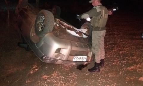 Capotamento envolvendo veículo de passeio em Videira
