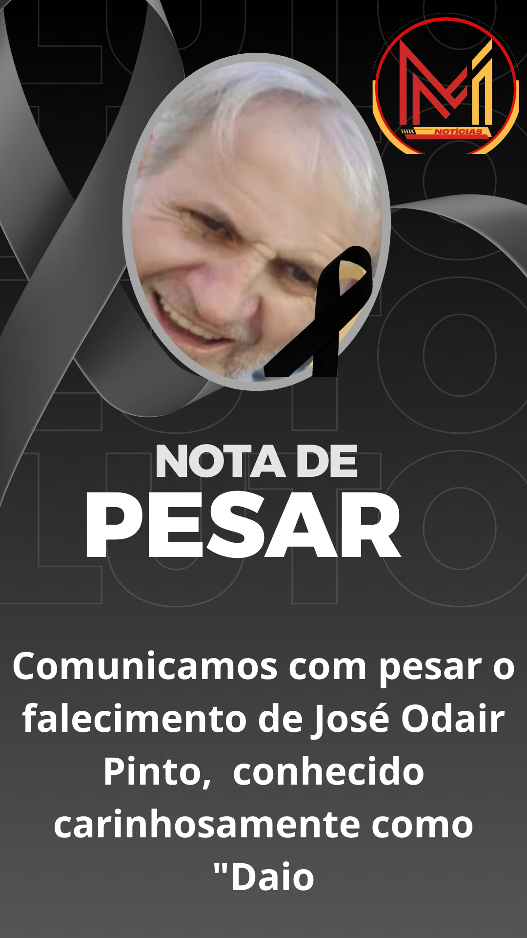 Comunicamos com pesar o falecimento de José Odair Pinto,  conhecido carinhosamente como 